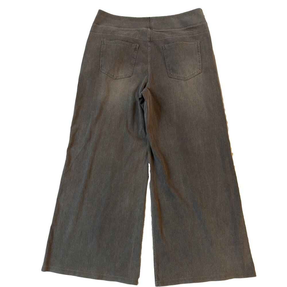 Halara Wide Leg Denim Jeans XL Petite Gray Hi-Rise Pull On Stretch Baggy Pockets - Picture 3 of 9